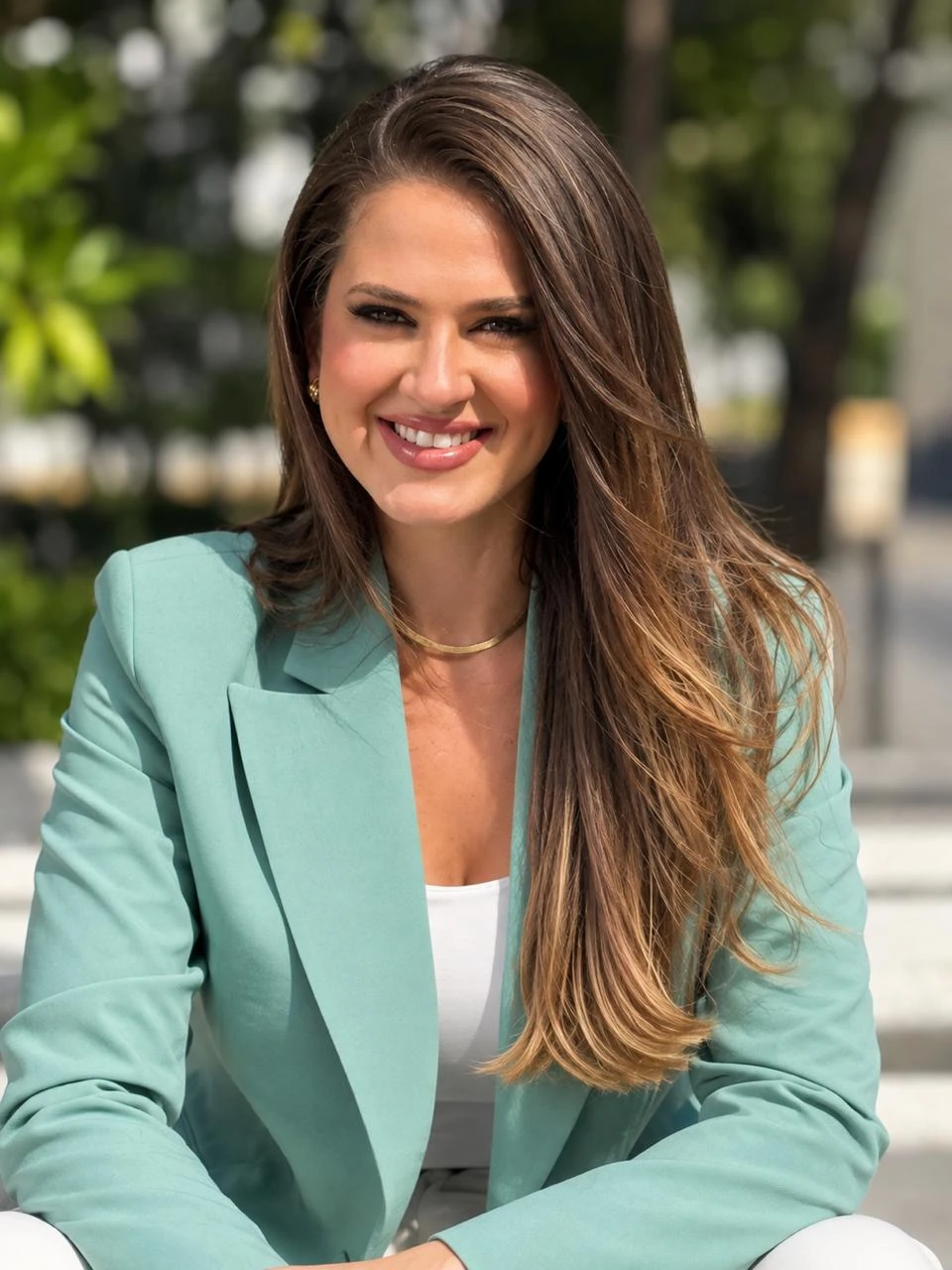 Jéssica Müller com blazer verde